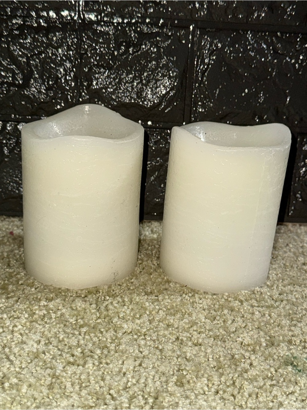 Place & Time off white LED flameless wax candle AA batteries operated